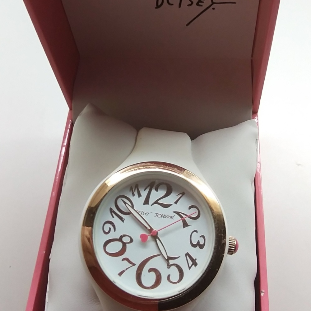 Betsey Johnson New White and Gold Watch